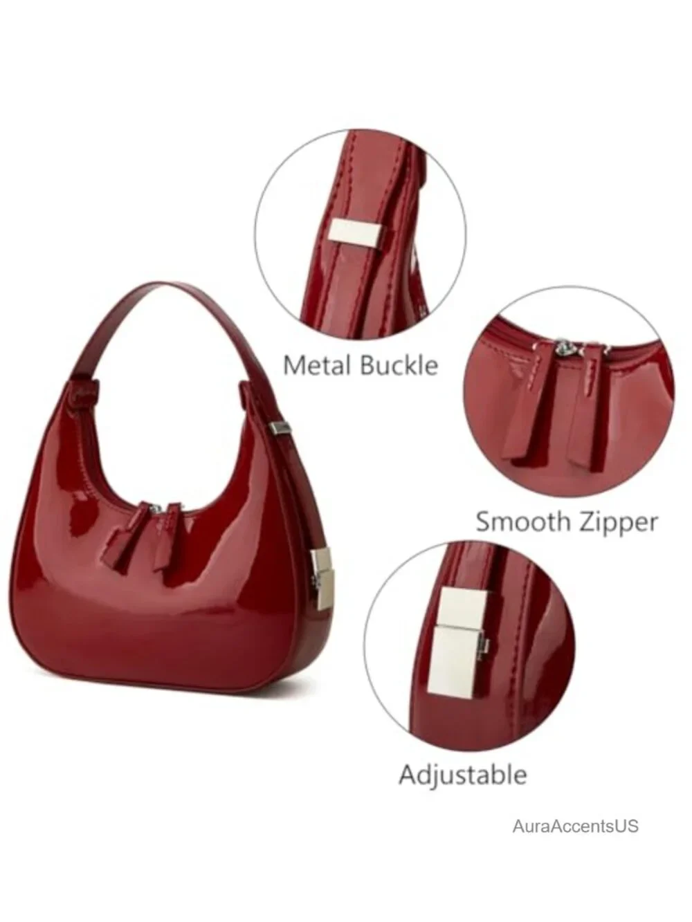 Vegan Leather Crescent Hobo Bag Y2K 90s Shoulder Purse Clutch